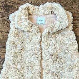 Girls Mayoral Beige/Tan Faux Fur Vest